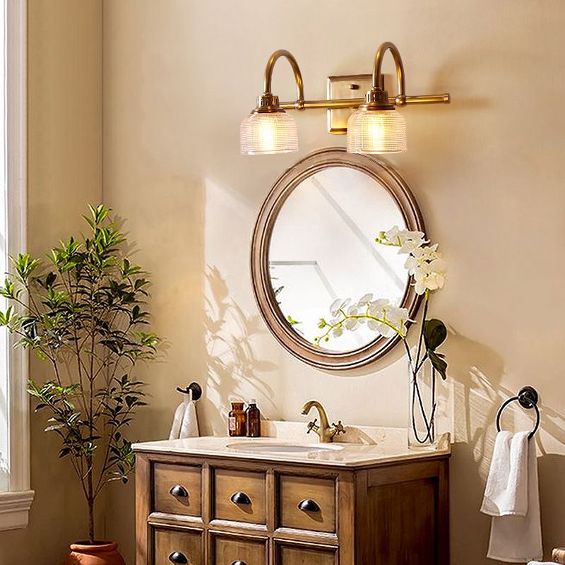 Antique Brass Prismatic Glass Vanity Wall Light Bathroom Wall Sconce One Two Three Light