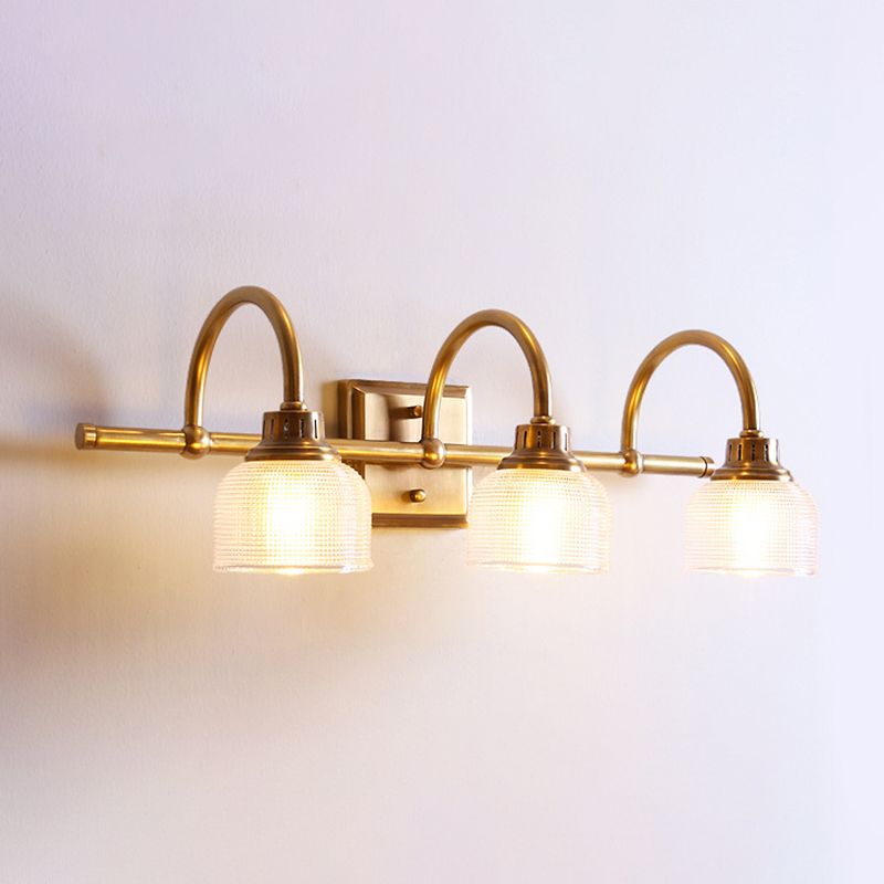 Antique Brass Prismatic Glass Vanity Wall Light Bathroom Wall Sconce One Two Three Light