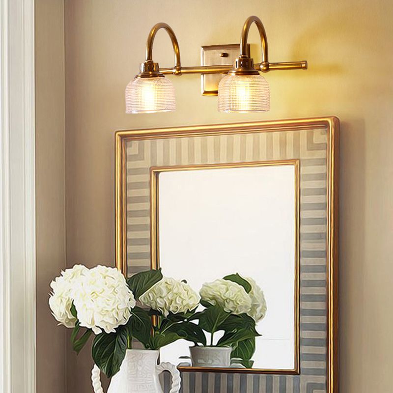 Antique Brass Prismatic Glass Vanity Wall Light Bathroom Wall Sconce One Two Three Light