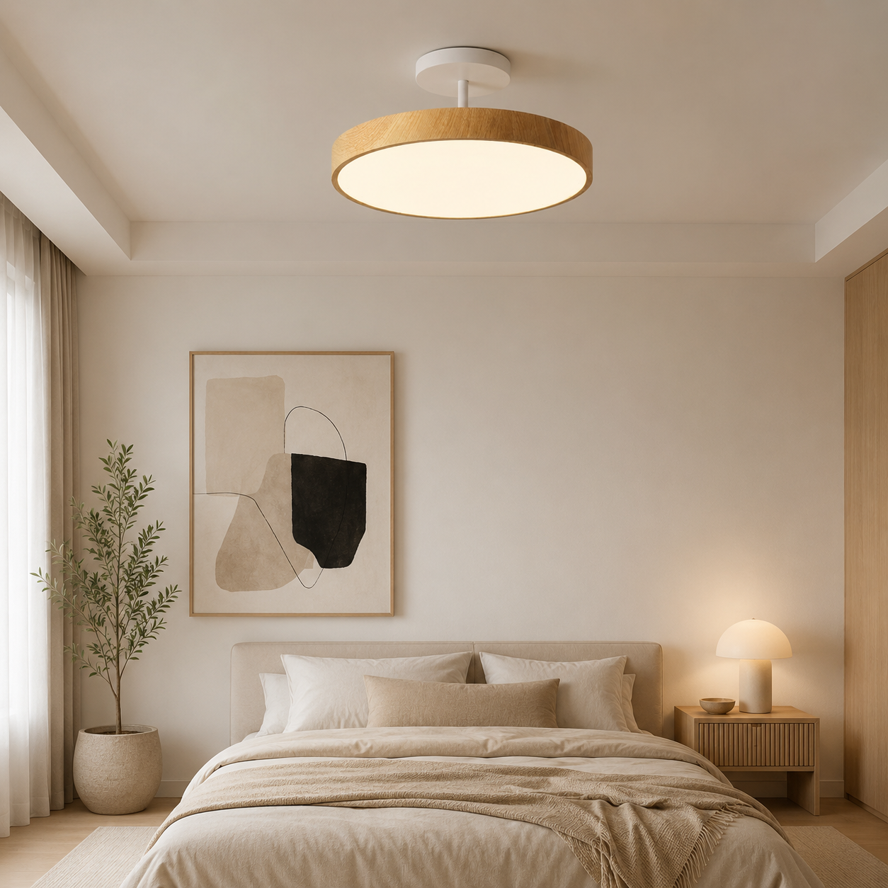 Wood Grain Round LED Ceiling Light