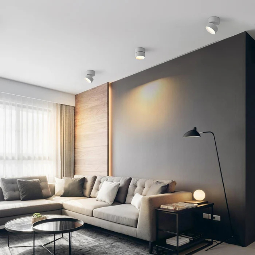 Black Aluminium Adjustable LED Surface Spotlight Ceiling Light Minimalist