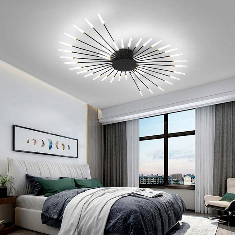 Black And Gold Firework Spiral Flush Mount LED Ceiling Light