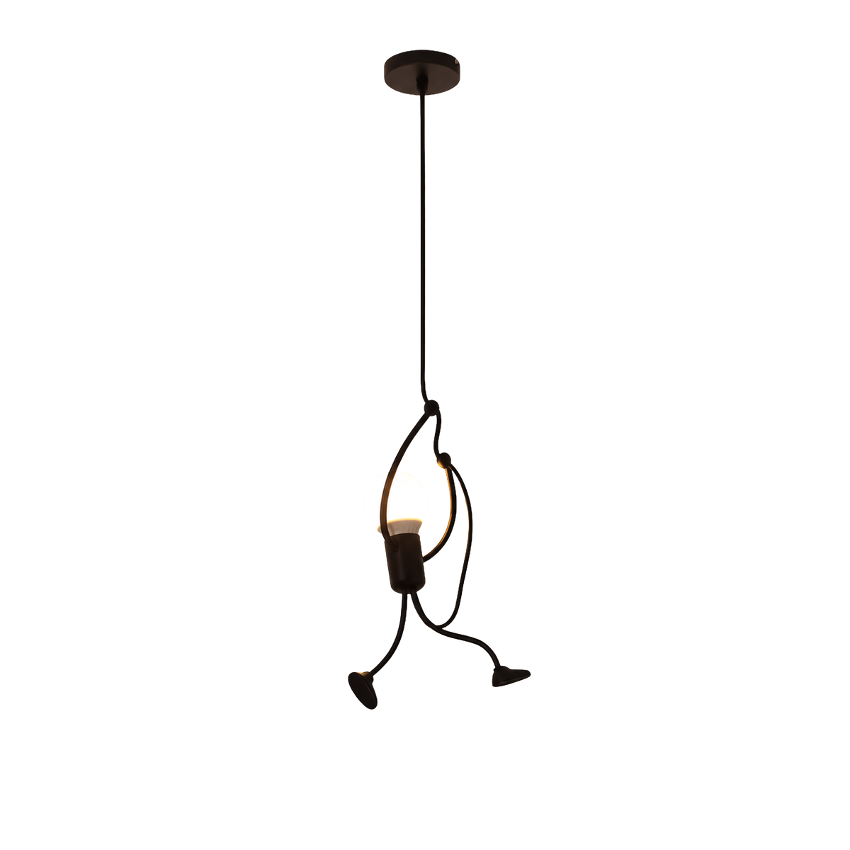 Black Climbing Figure Pendant Light Novelty Exposed Bulb Hanging Ceiling Light