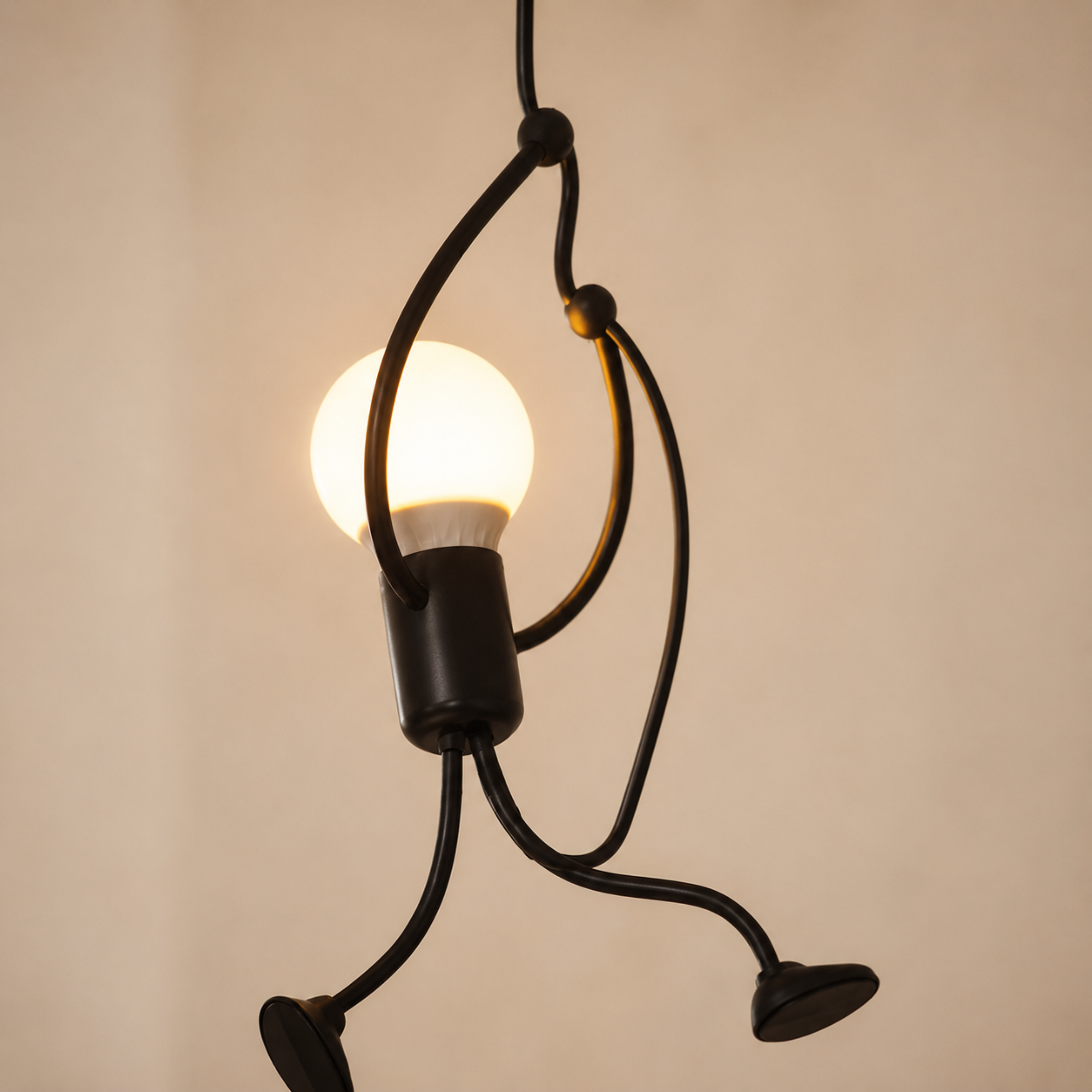 Black Climbing Figure Pendant Light Novelty Exposed Bulb Hanging Ceiling Light