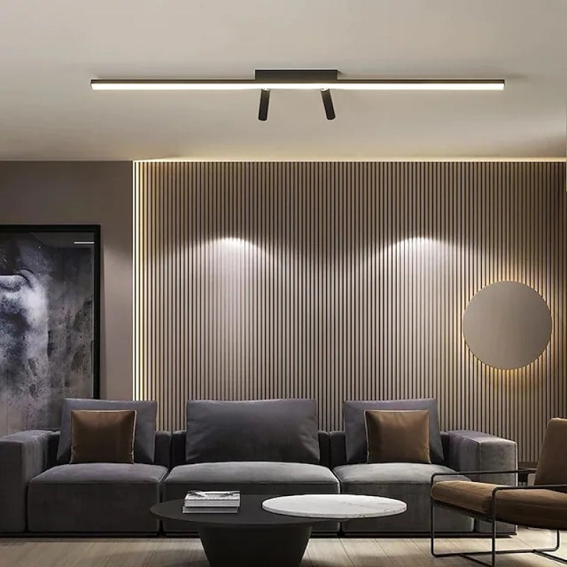 Black Linear LED Ceiling Light Adjustable Spotlight Minimalist Flush Mount