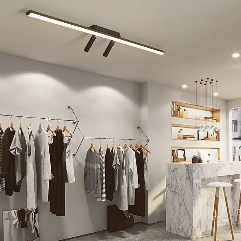 Black Linear LED Ceiling Light Adjustable Spotlight Minimalist Flush Mount