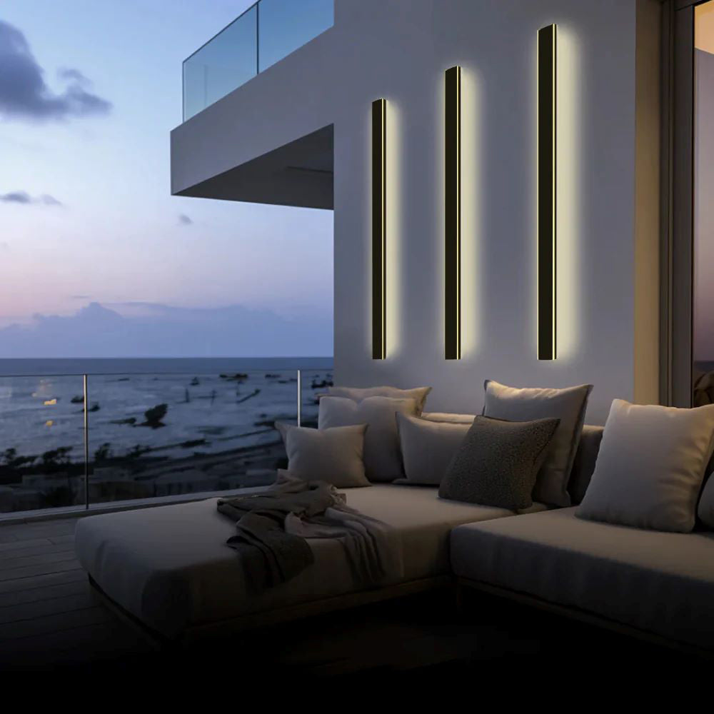 Black Linear LED Outdoor Wall Light Garden Sconce