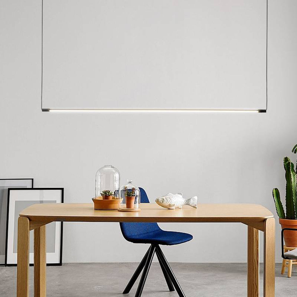 Black Linear Pendant Light Minimalist Slim LED Bar Dimmable