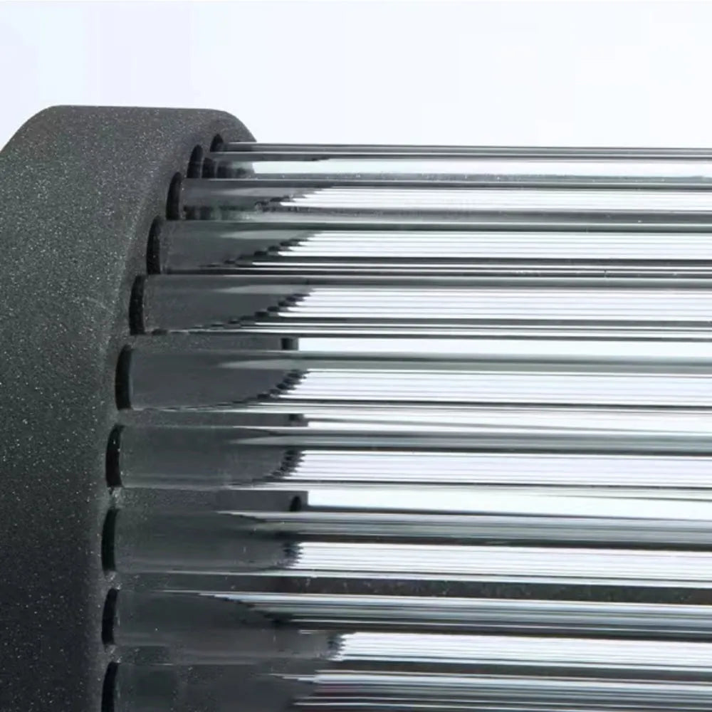 Black Ribbed Glass Semi Cylindrical Outdoor Wall Light Modern Garden Wall Lamp