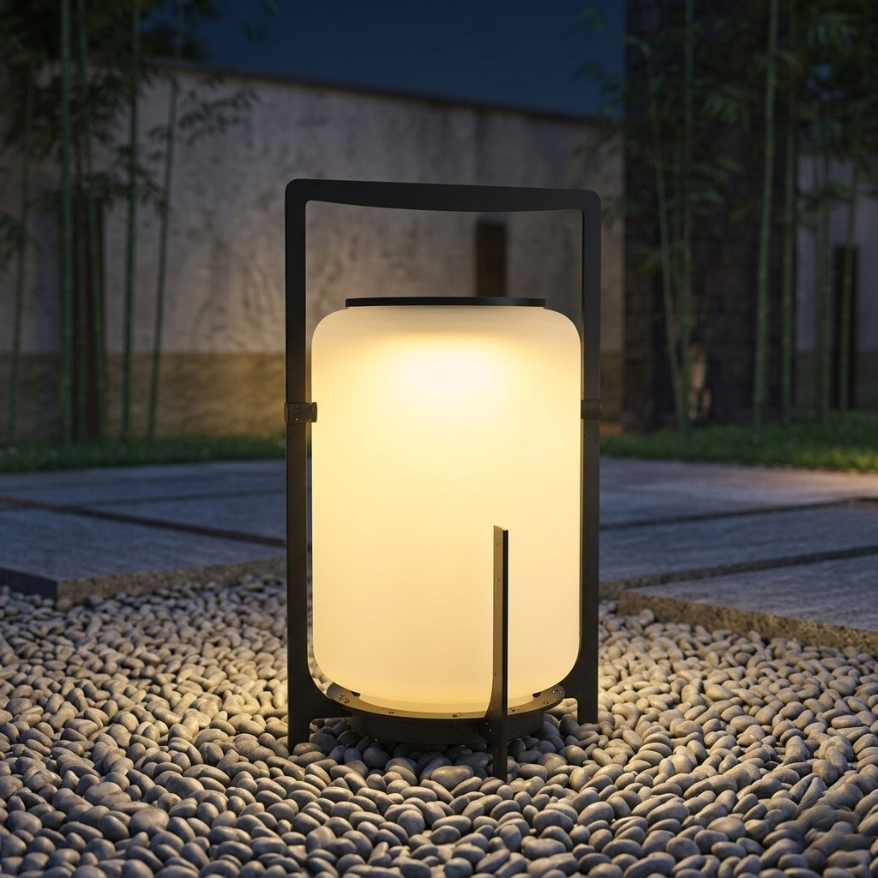 Black Solar LED Garden Lantern Freestanding Outdoor Patio Light