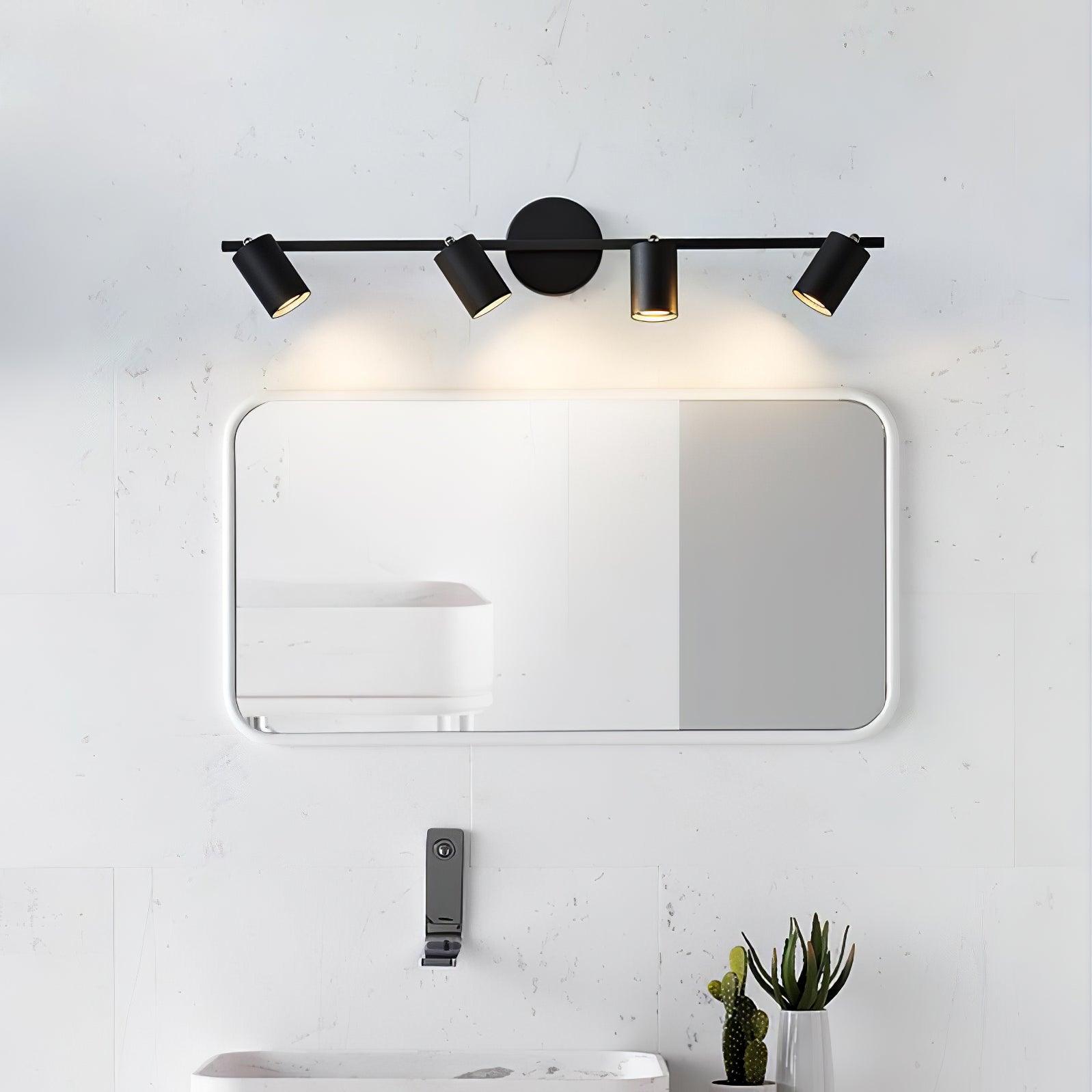 Black Twin Cylinder Adjustable Wall Spotlight Two Light Wall Light