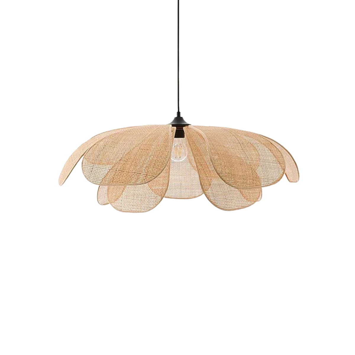 Boho Woven Rattan Flower Petal Pendant Light