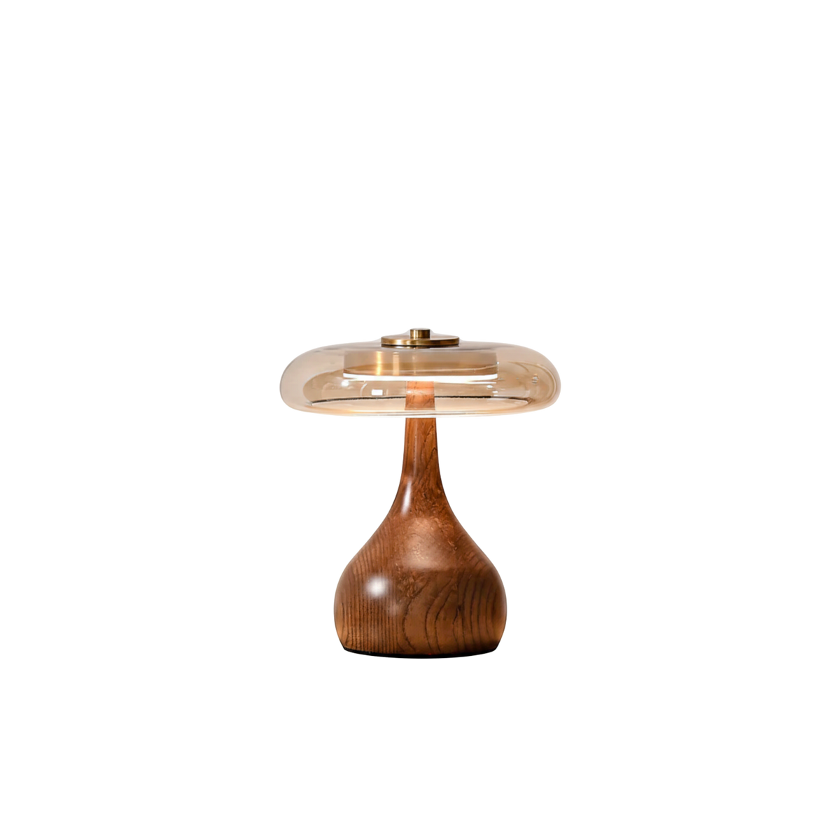 Brass And Ash Wood Glass Table Lamp Teardrop Base Bedside Lamp