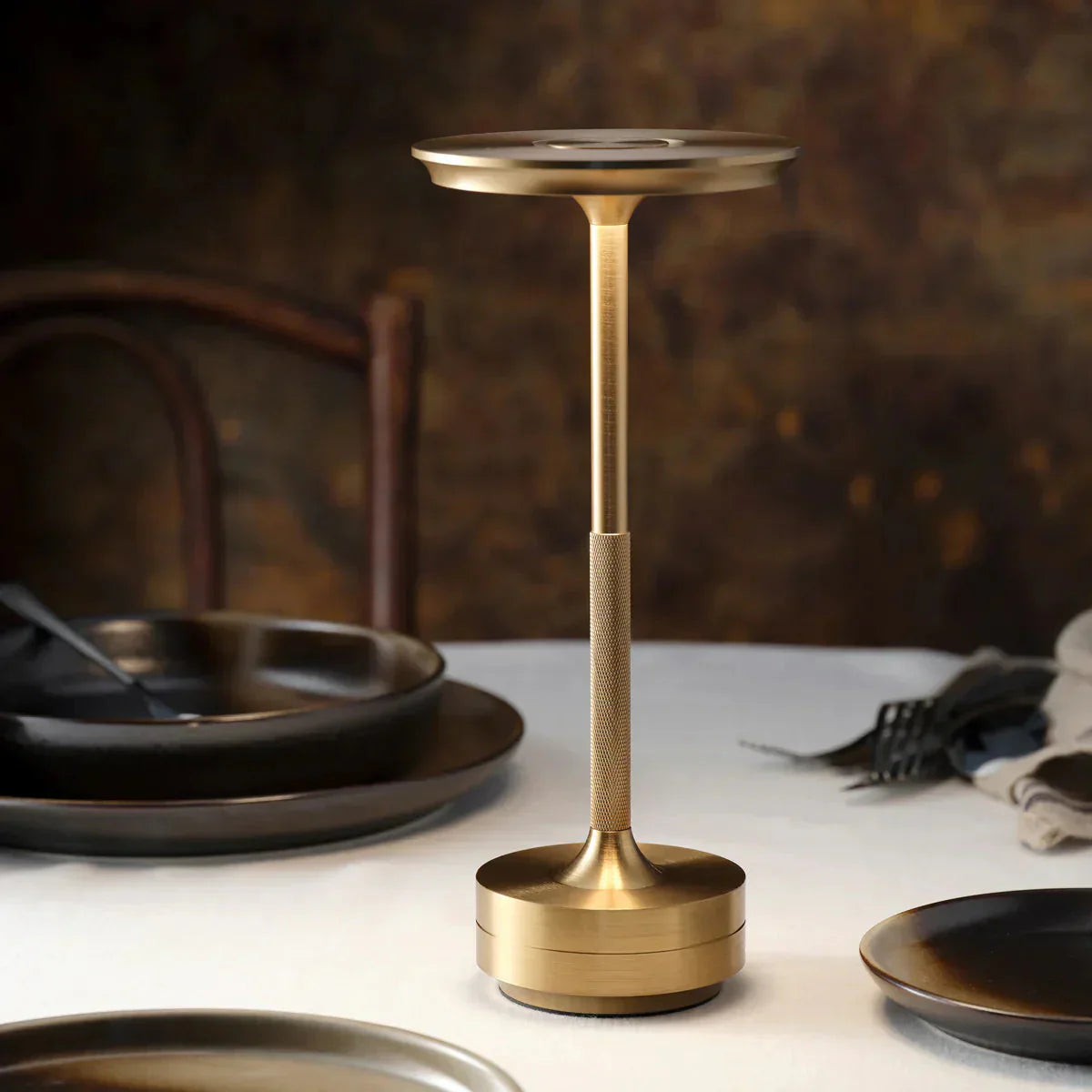 Brass Cordless Rechargeable LED Table Lamp USB Metal Bedside Lamp