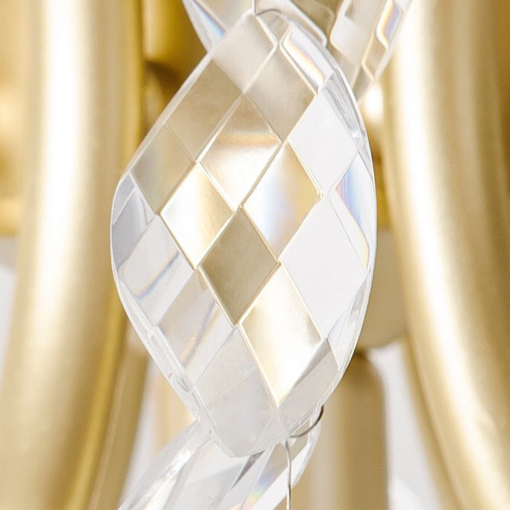 Cascading Crystal Branch Chandelier With Gold Frame