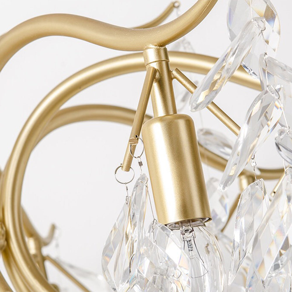 Cascading Crystal Branch Chandelier With Gold Frame