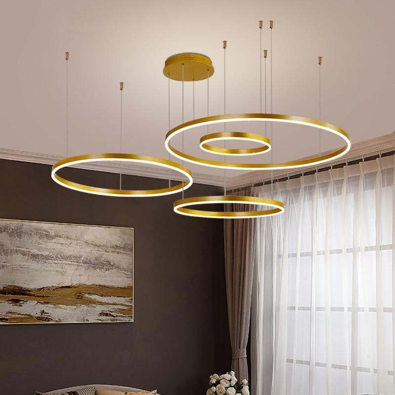 Circular Ring Cluster LED Pendant Light Black Gold Coffee