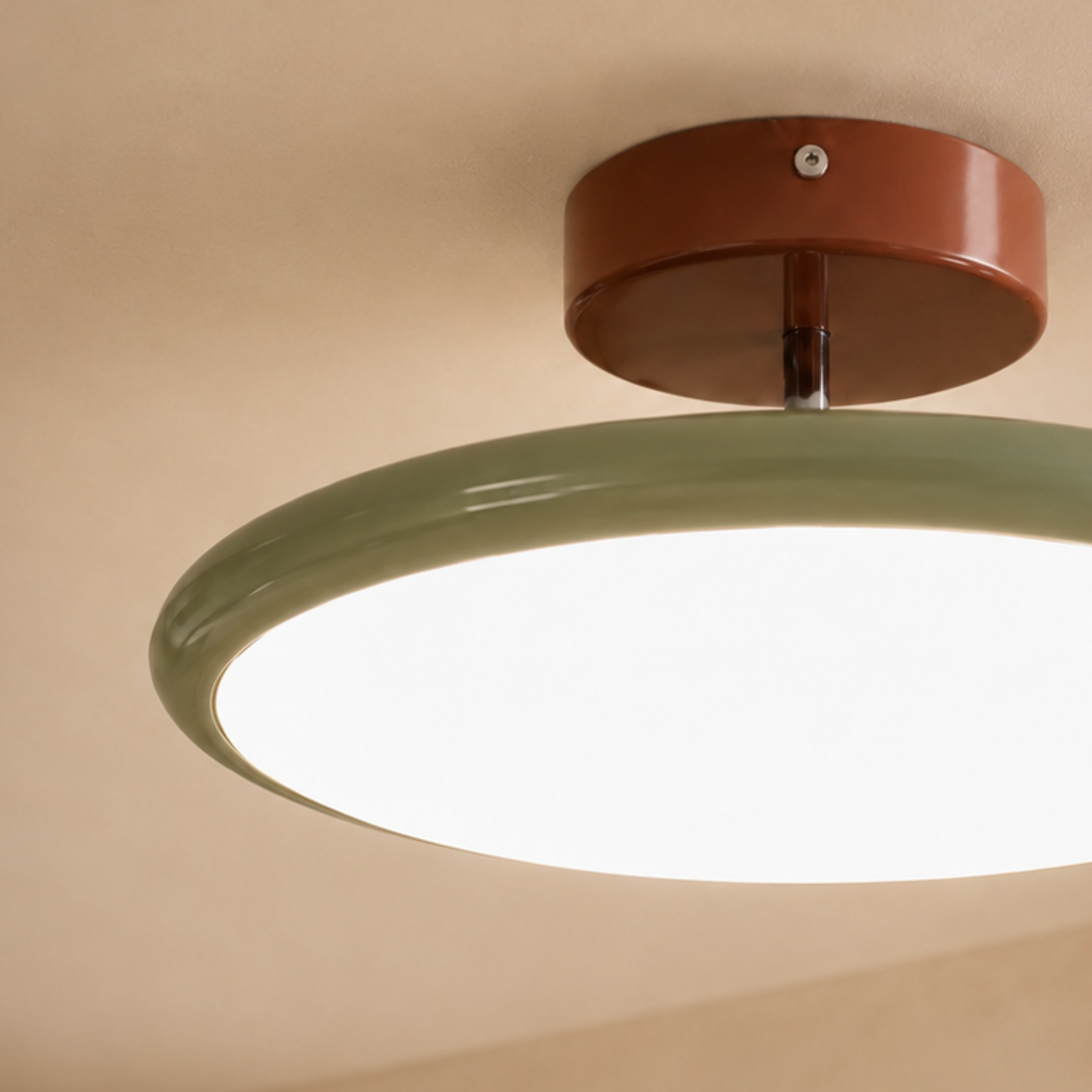 Dimmable Round Downlight Ceiling Light With Remote Control In Beige White Or Green