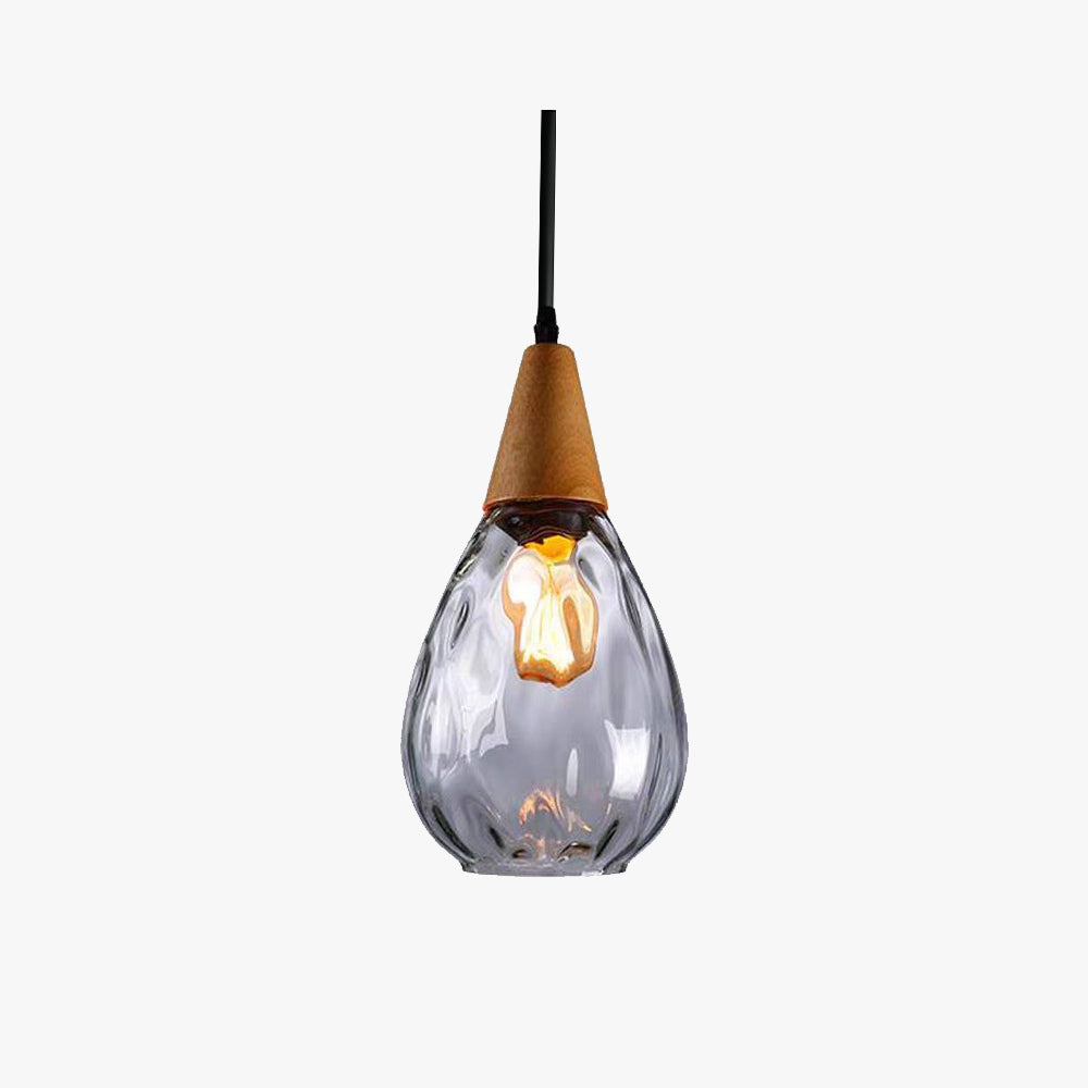 Dimpled Glass Drop Pendant Light With Metal Top