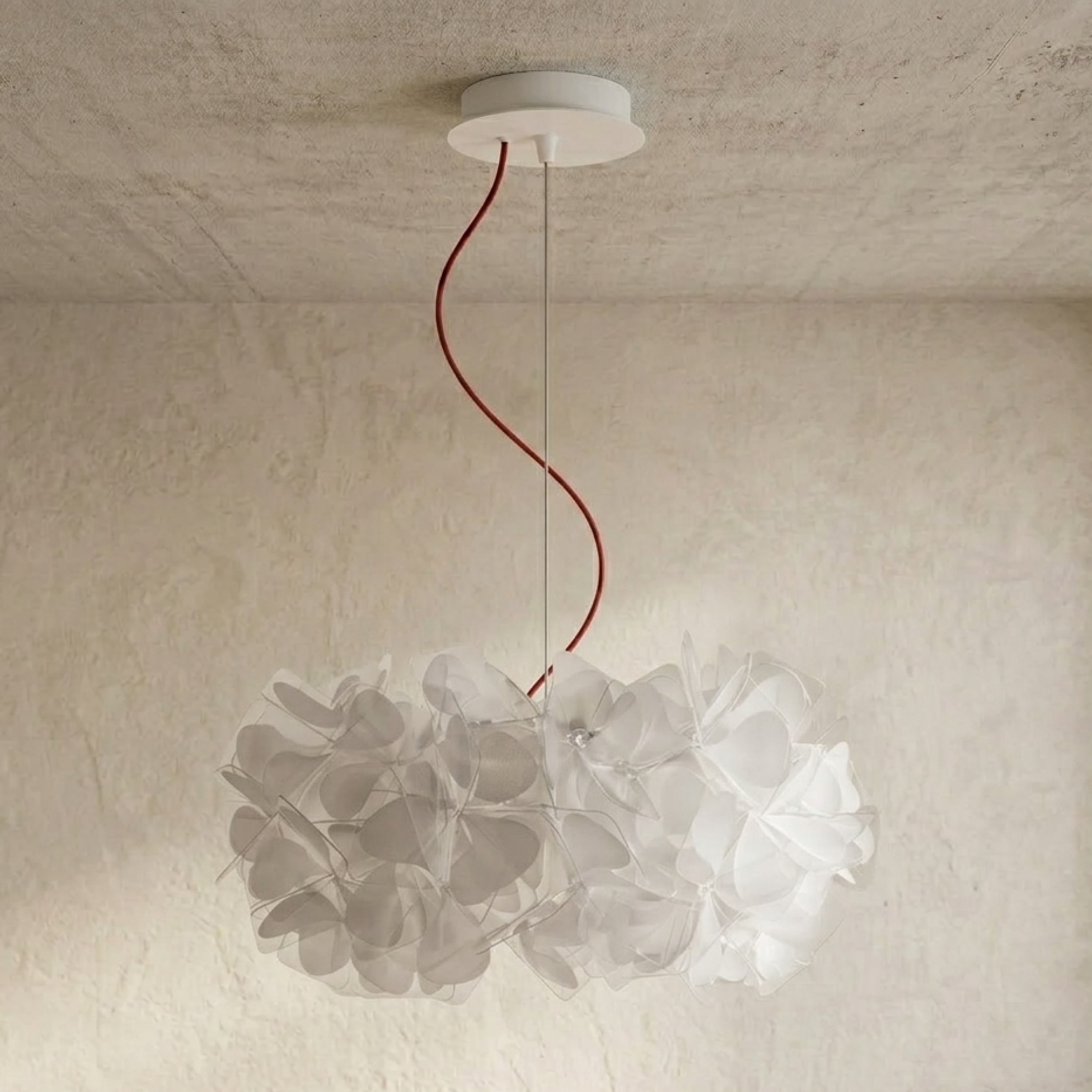 Flower Petal Cluster Pendant Light in White or Gold