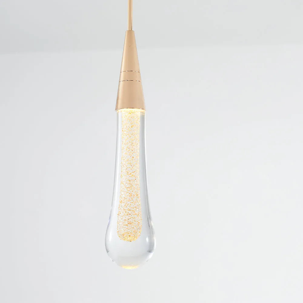 Gold Crystal Water Drop Pendant Light
