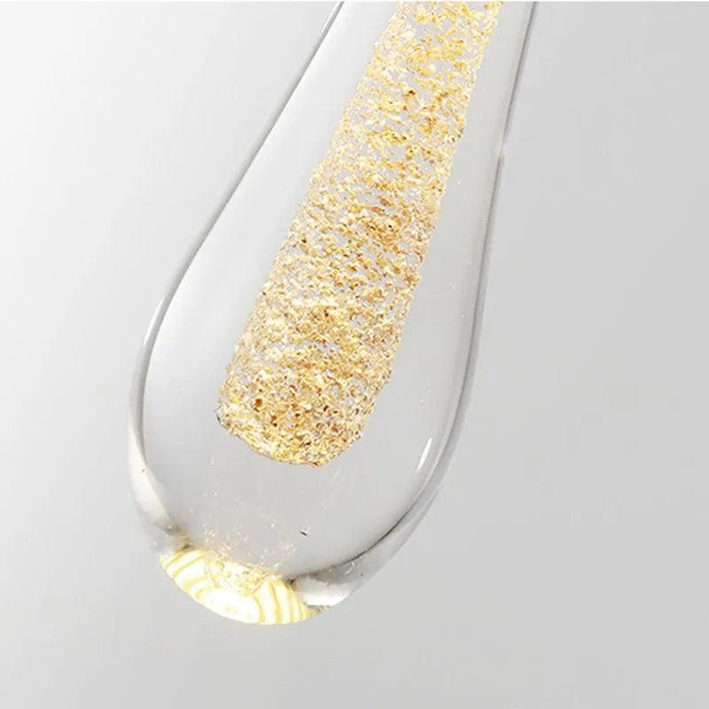 Gold Crystal Water Drop Pendant Light