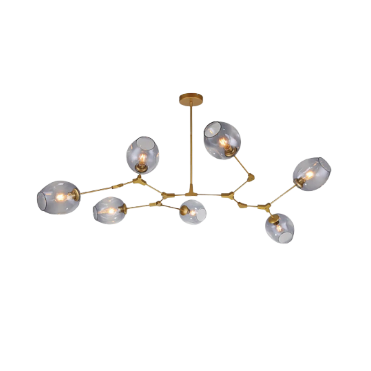 Gold Mid Century Clear Glass Globe Chandelier Branching Ceiling Light
