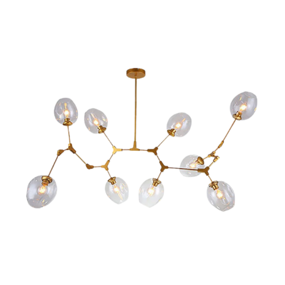 Gold Mid Century Clear Glass Globe Chandelier Branching Ceiling Light
