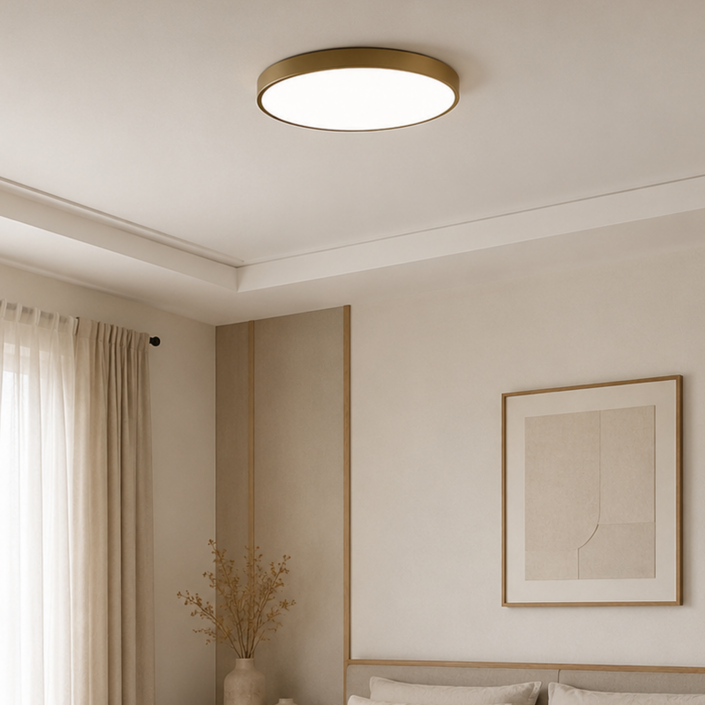 Gold Round Slim Profile LED Flush Mount Ceiling Light