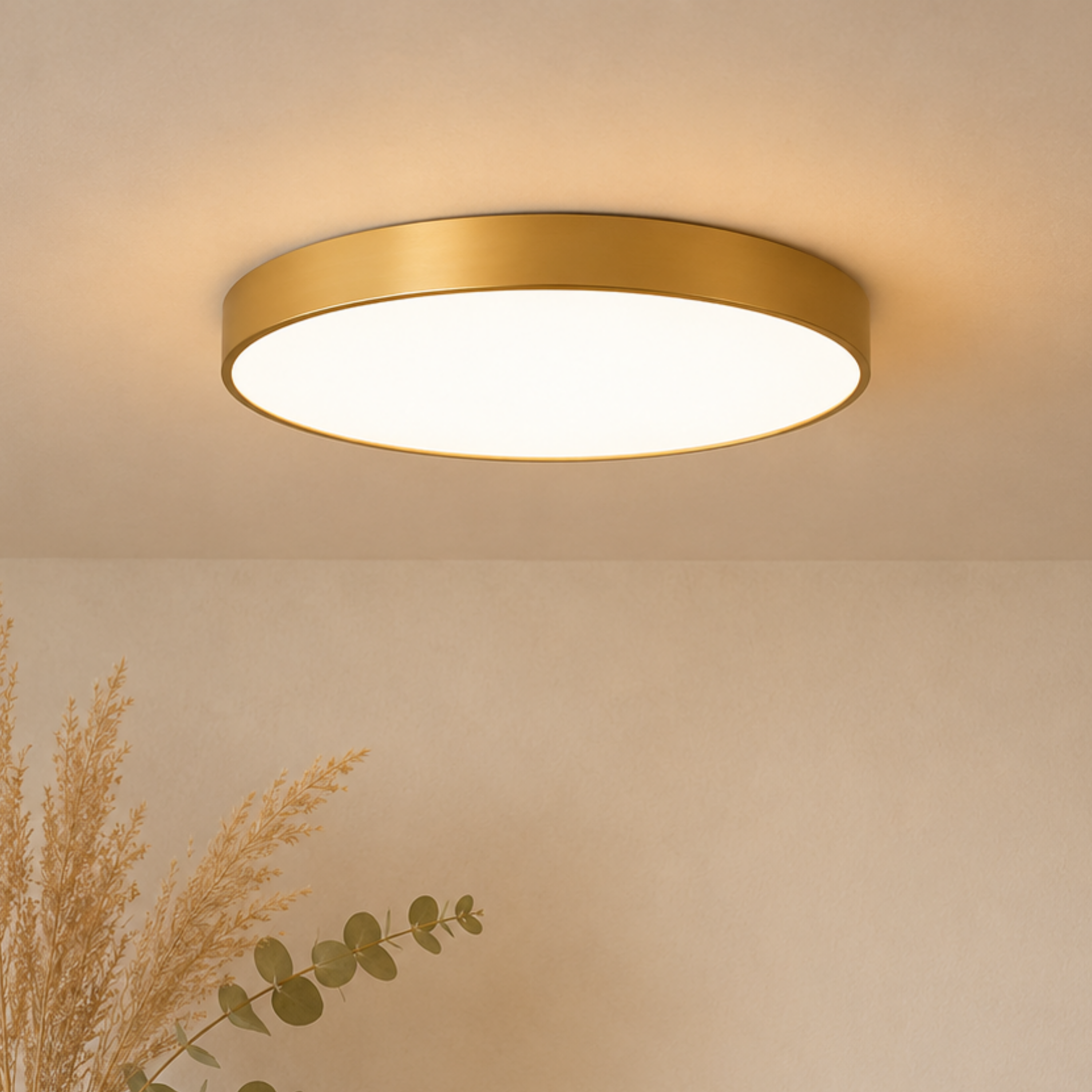 Gold Round Slim Profile LED Flush Mount Ceiling Light
