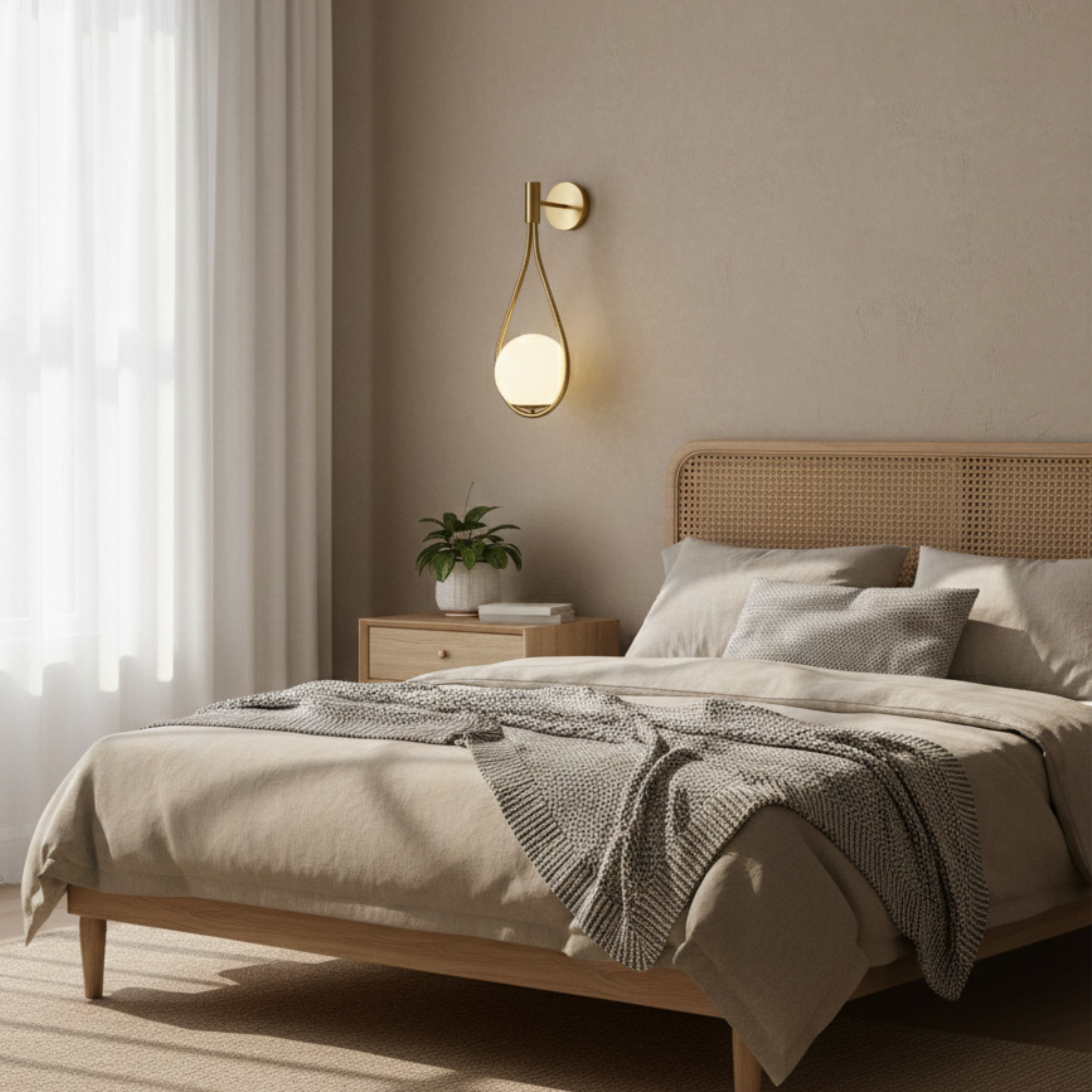 Gold Tone Metal Wall Sconce with White Glass Globe Shade