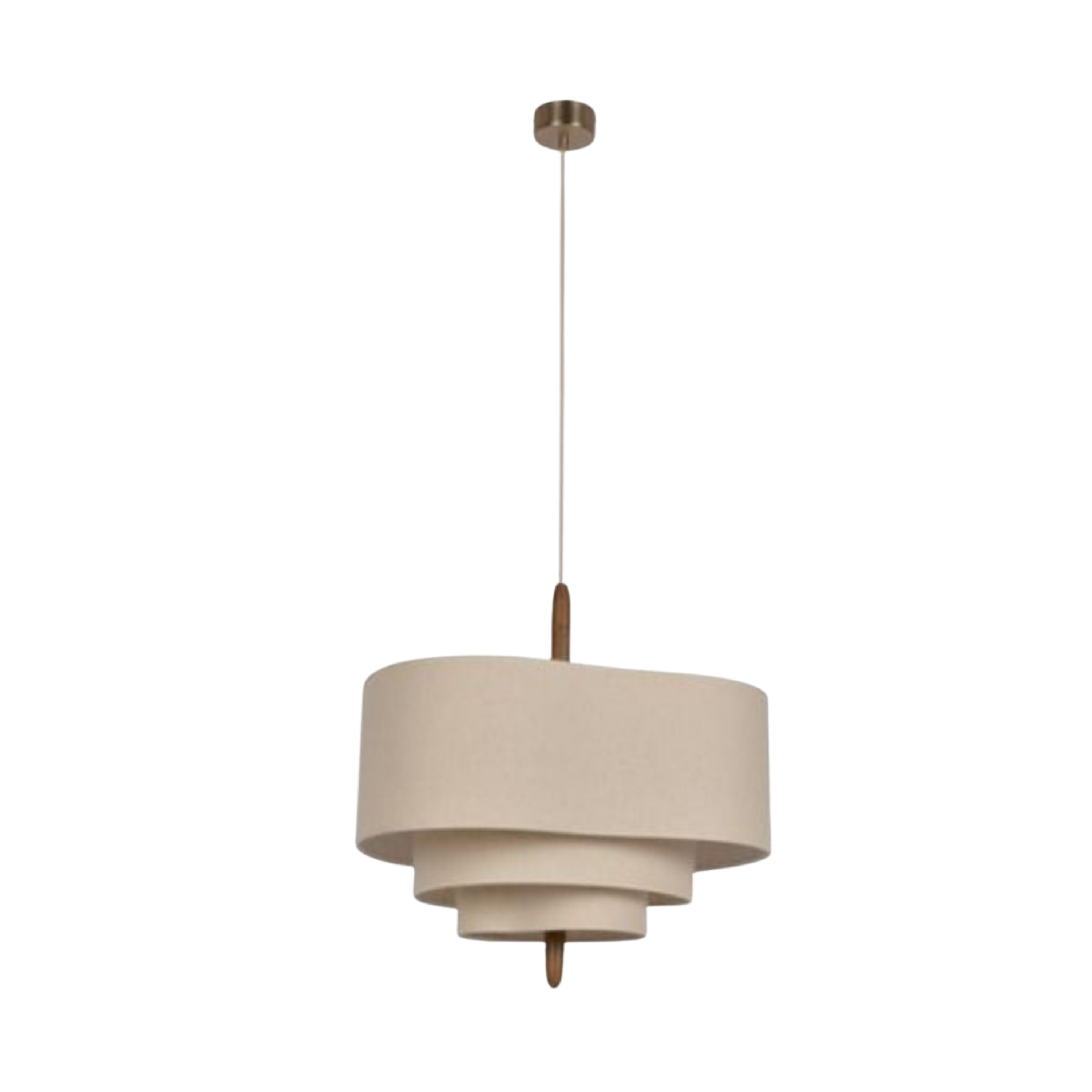 Japandi Cream Fabric Tiered Drum Pendant Light