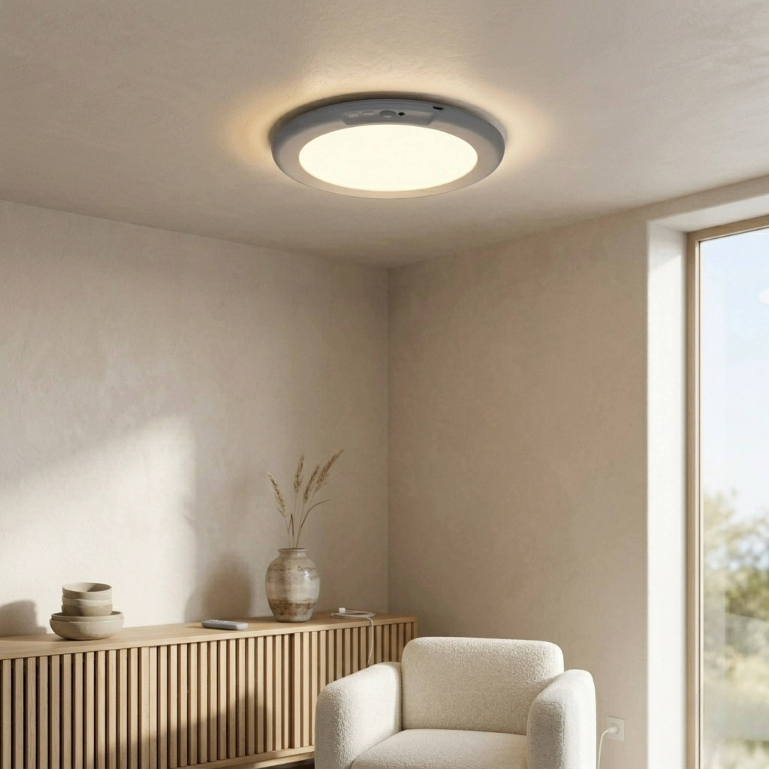 LED Flush Mount Ceiling Light with Motion Sensor Remote Control and Magnetic Mounting