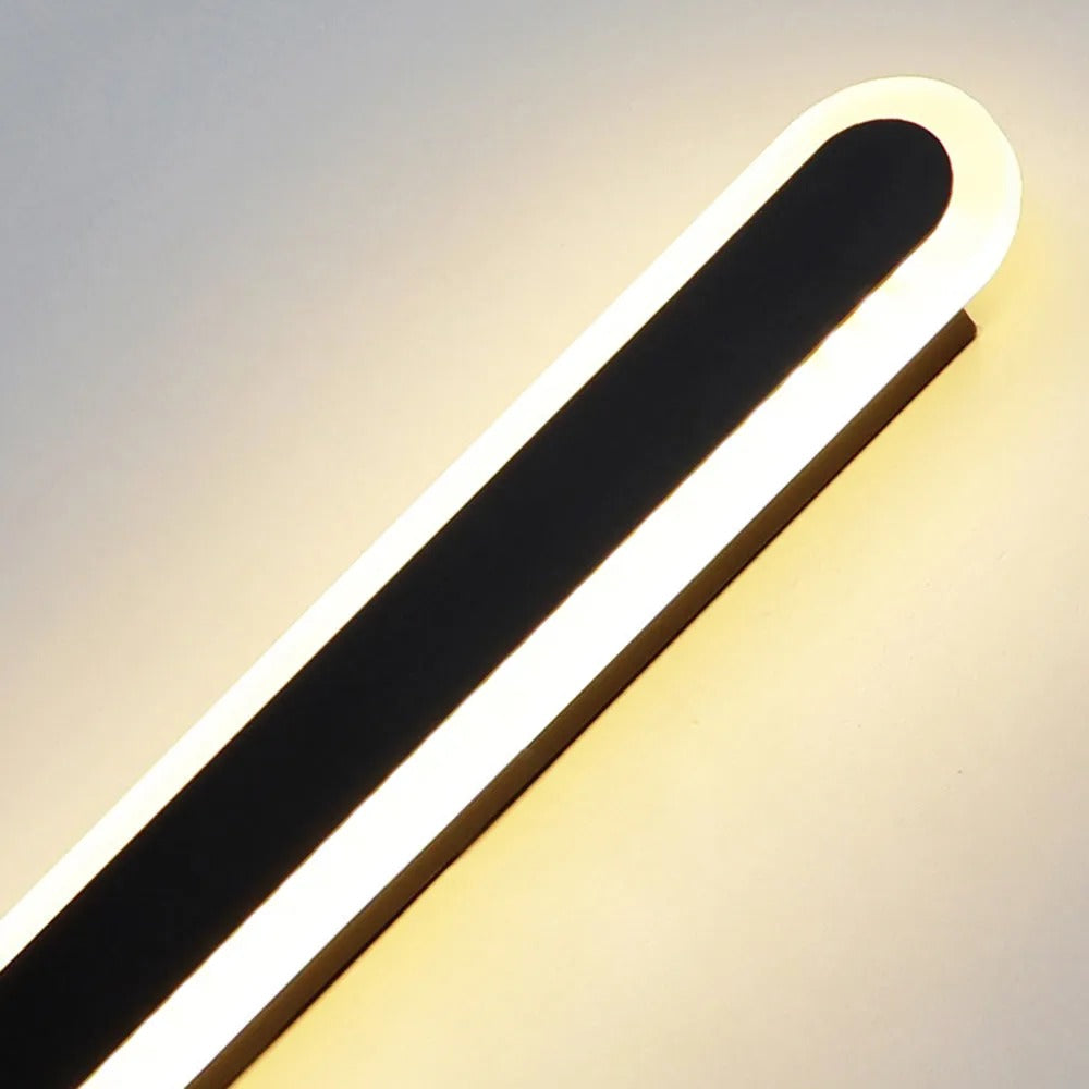 Linear Oval Black Metal Outdoor Wall Light