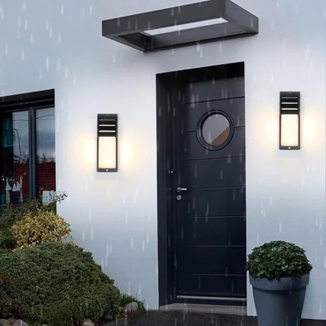Matte Black Outdoor Wall Light With Motion Sensor