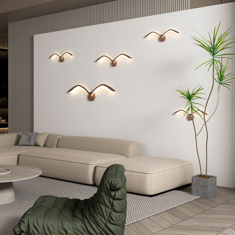 Minimalist Bird Wing LED Wall Light Sconce in Brown or White
