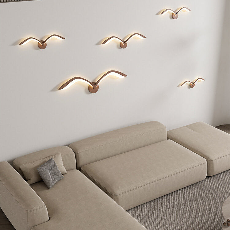 Minimalist Bird Wing LED Wall Light Sconce in Brown or White