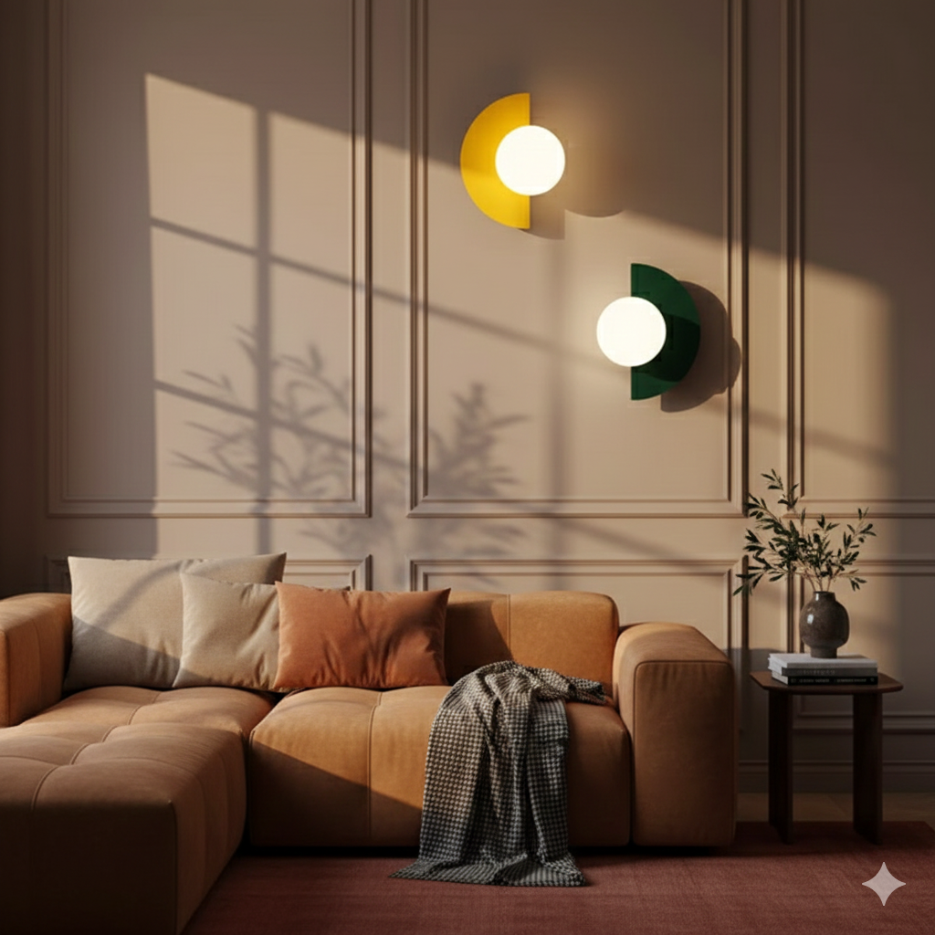 Minimalist Glass Globe LED Wall Light Half Moon Sconce