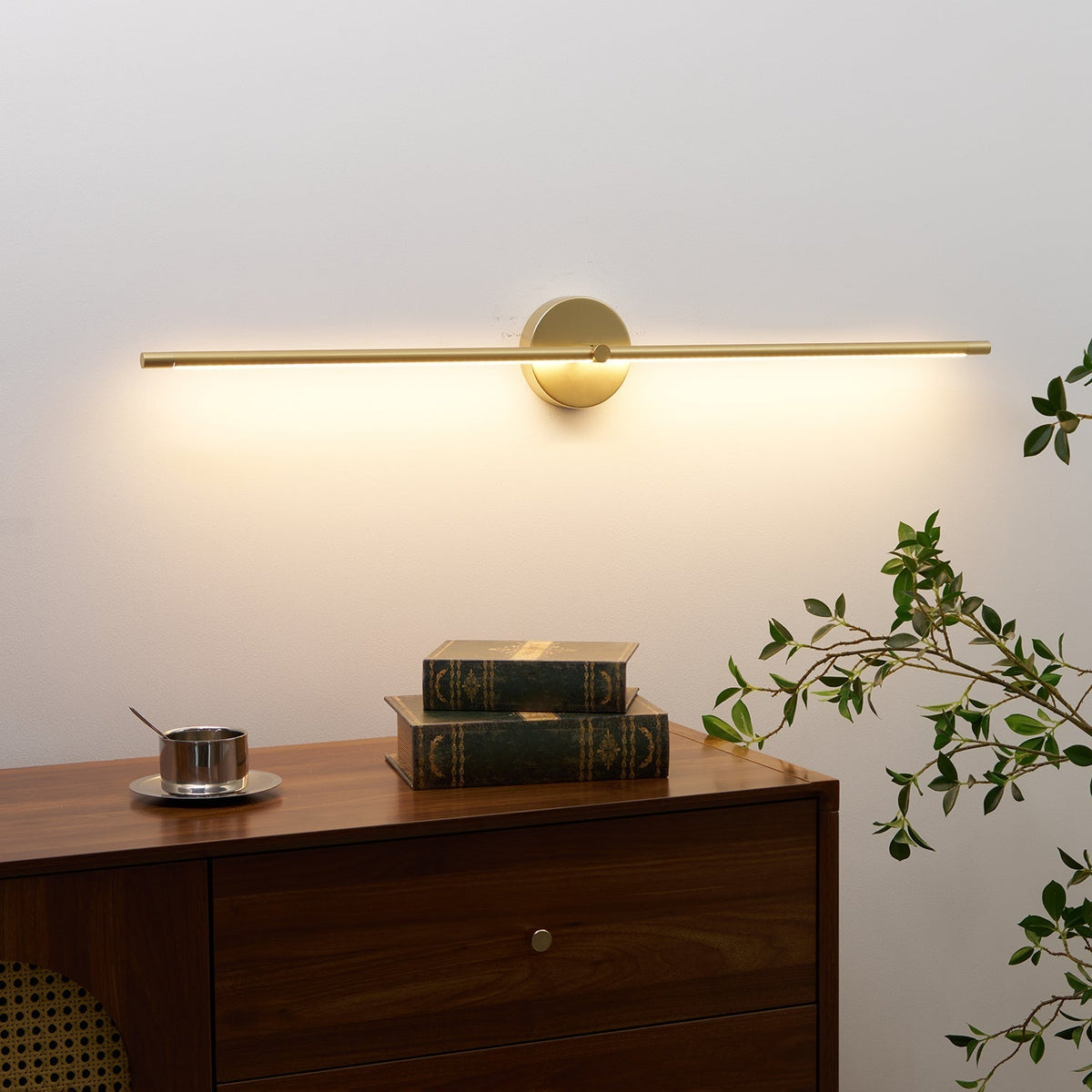Minimalist Linear Rod LED Wall Light Double Ended Wall Sconce Black and Gold