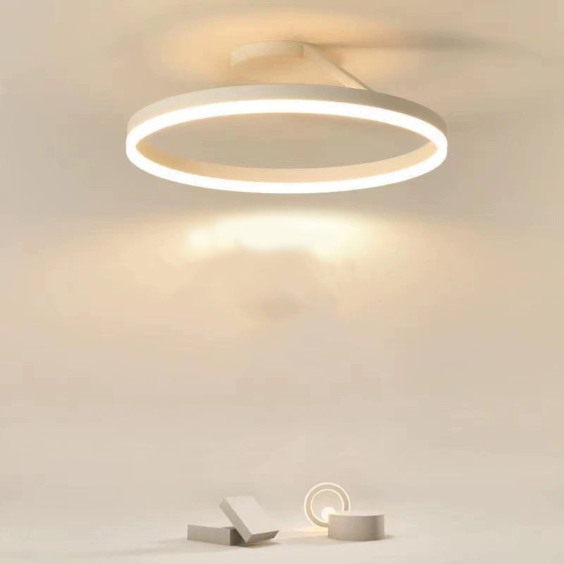 Modern Circular Ring LED Flush Mount Ceiling Light Black White Minimalist