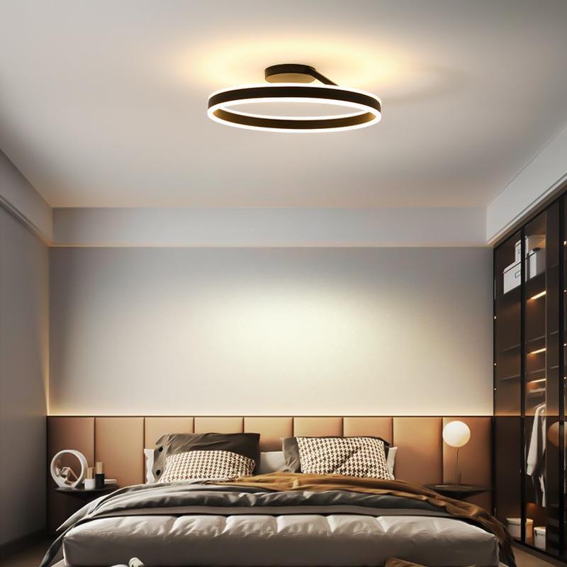 Modern Circular Ring LED Flush Mount Ceiling Light Black White Minimalist