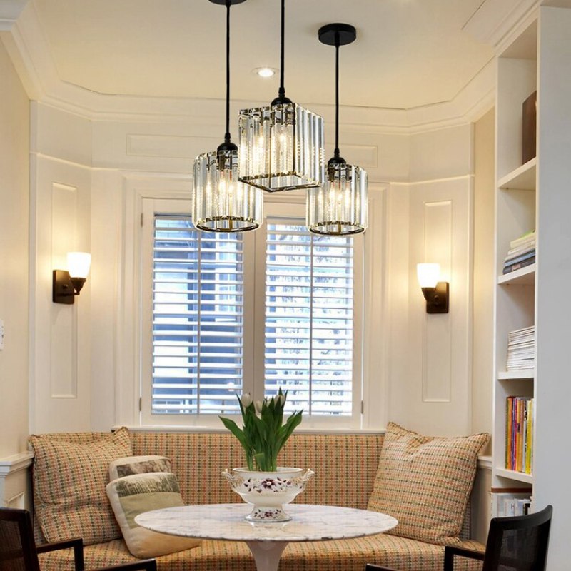 Modern Cluster Cylinder Glass Pendant Light Black Ribbed Shades Linear