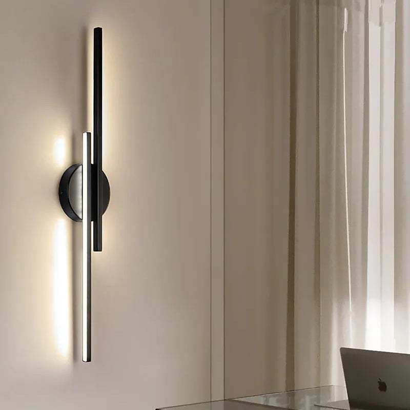Modern Disc and Linear Rod LED Wall Light Minimalist Metal Wall Sconce