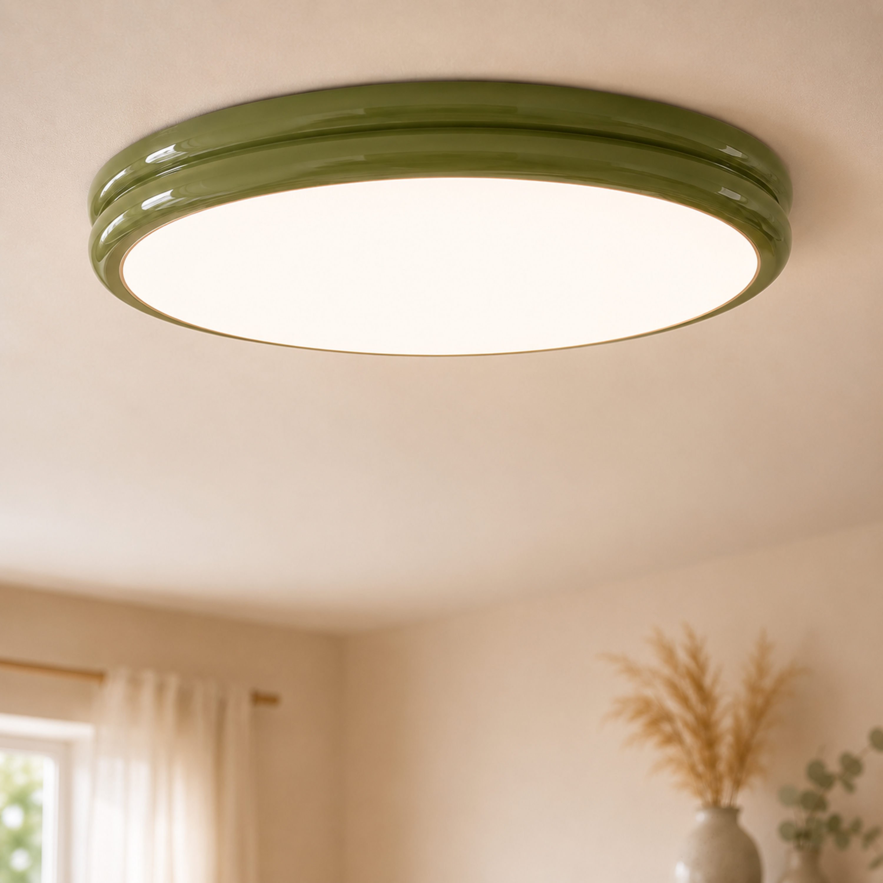 Modern Glossy Round LED Flush Mount Ceiling Light