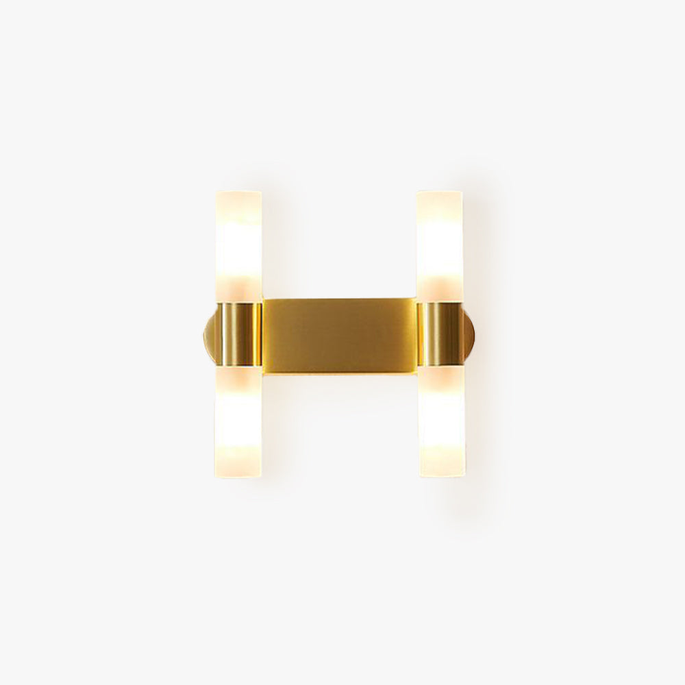 Modern Gold Cylindrical LED Vanity Wall Light With Frosted Acrylic Shades
