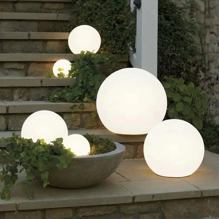 Modern PE Globe Ball LED Rechargeable Outdoor Garden Light