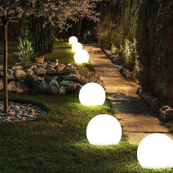 Modern PE Globe Ball LED Rechargeable Outdoor Garden Light