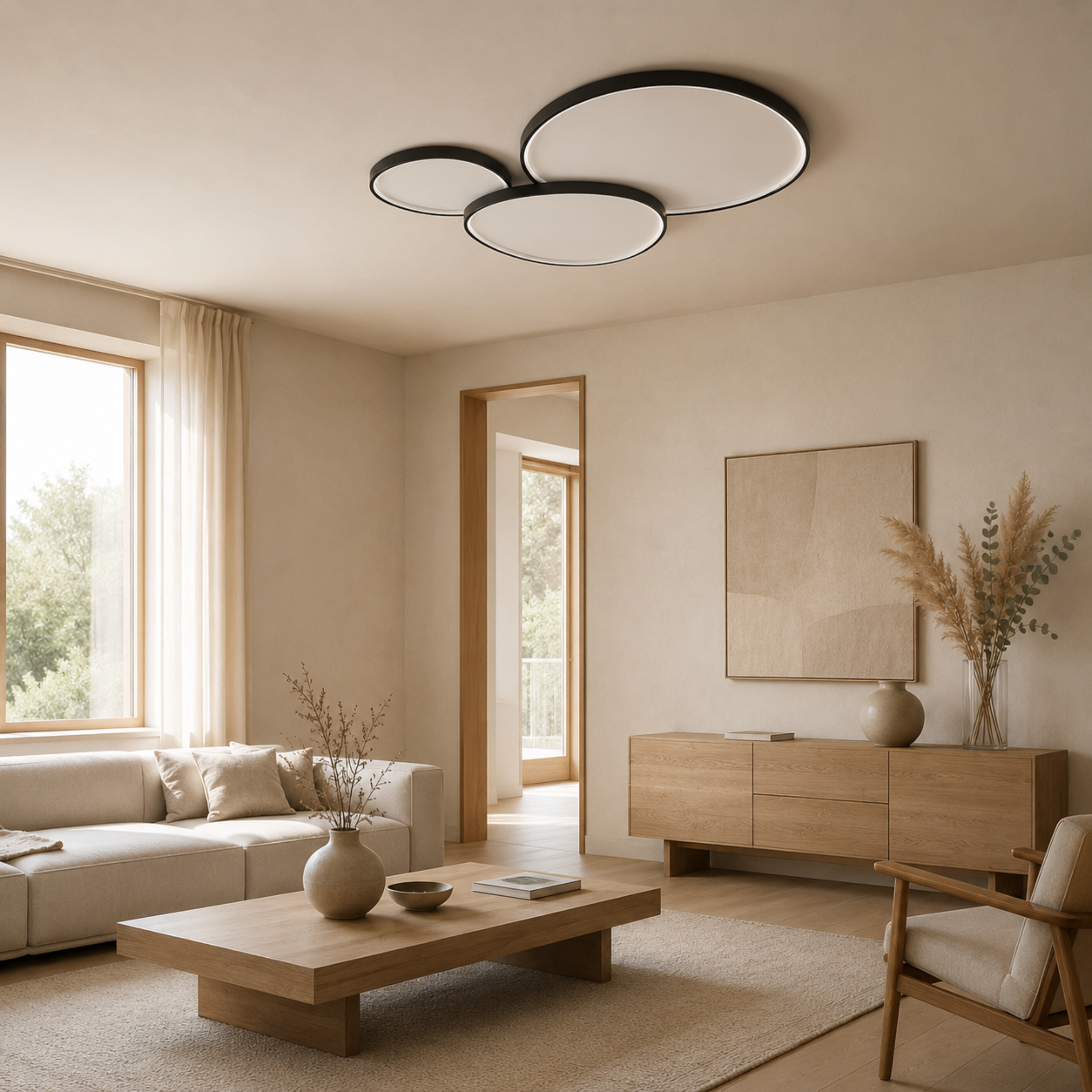 Modern Round Flush Mount Ceiling Light Three Piece Set