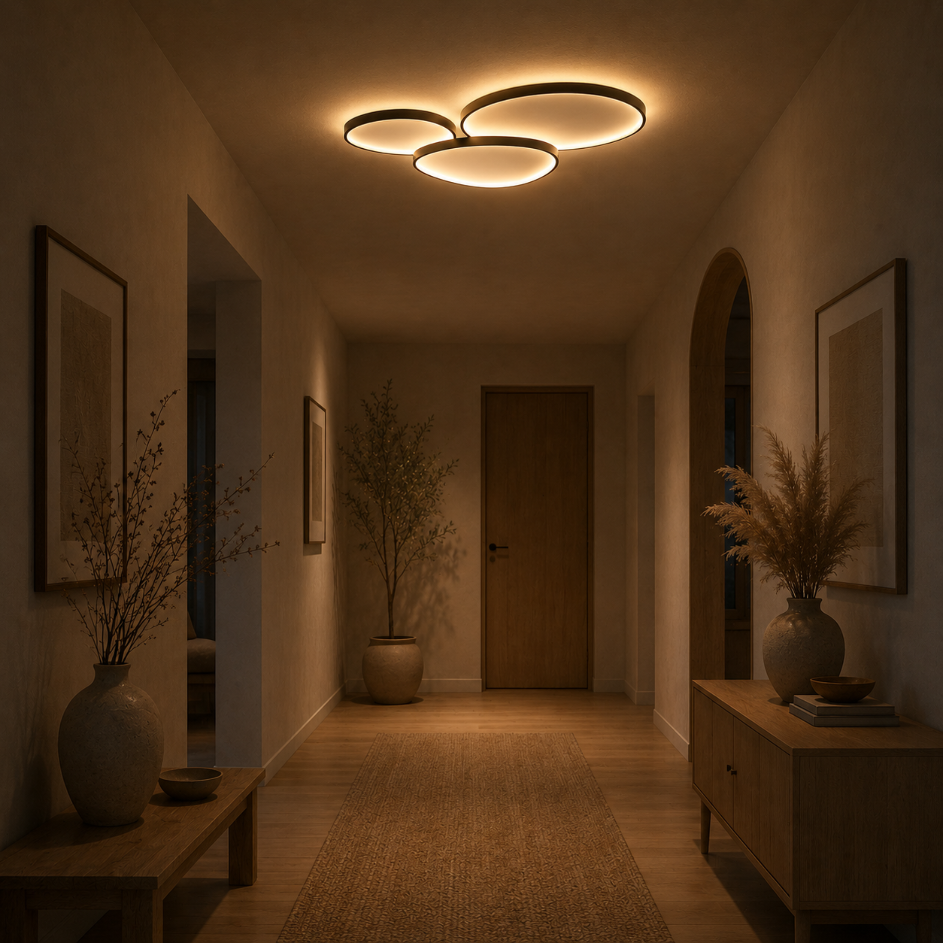Modern Round Flush Mount Ceiling Light Three Piece Set