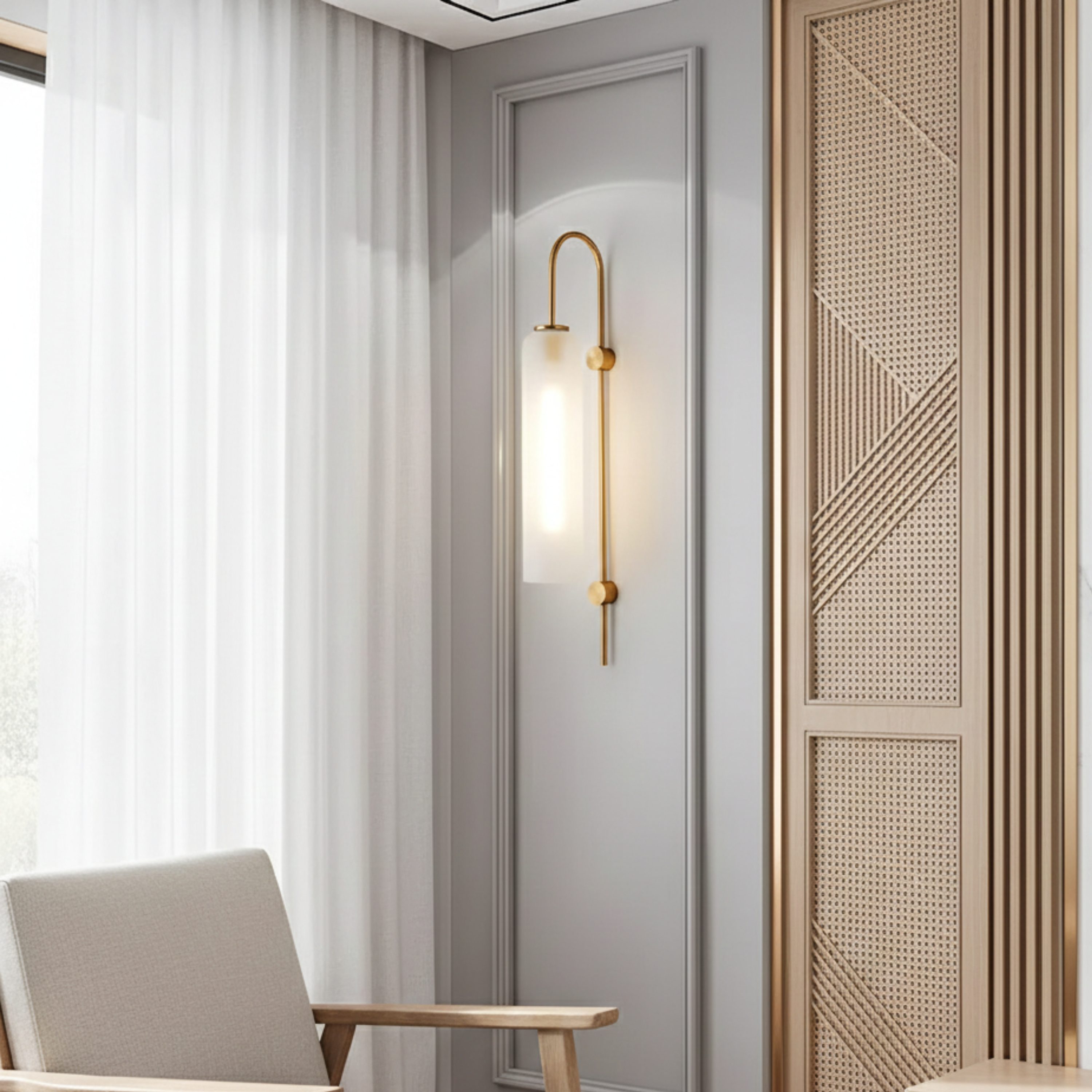 Modern Tinted Glass Cylinder Wall Light Gold Wall Sconce